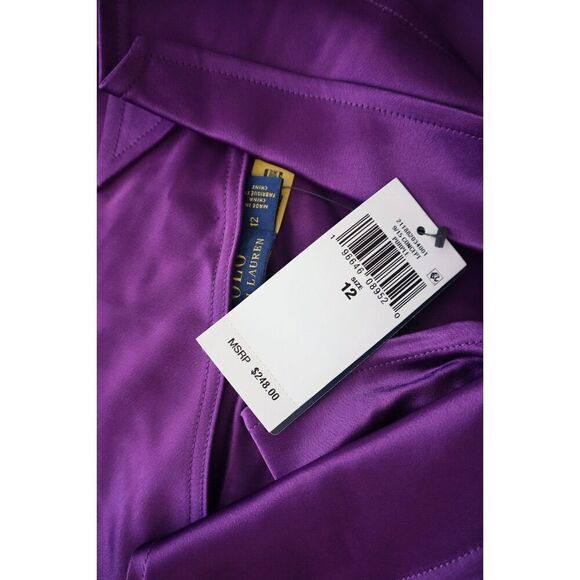 Polo Ralph Lauren Women's Sz 12 Purple Sleeveless Cutout Satin Blouse - Picture 3 of 11